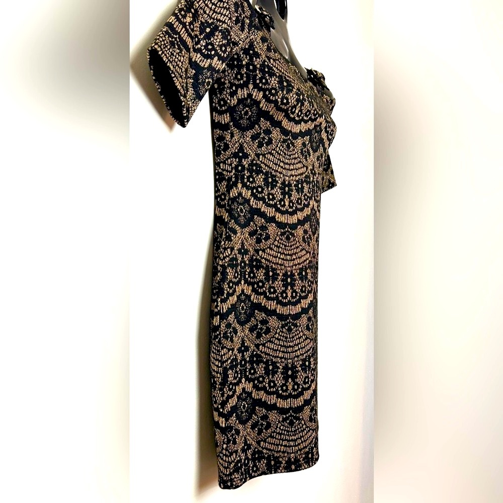 NWT Urban Girl Nites Black and Golden/Tan Fitted Dress! - Picture 5 of 15